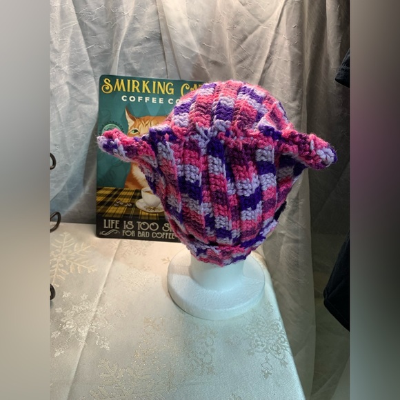Handmade Pink Purple Cat Beanie - Picture 3 of 7